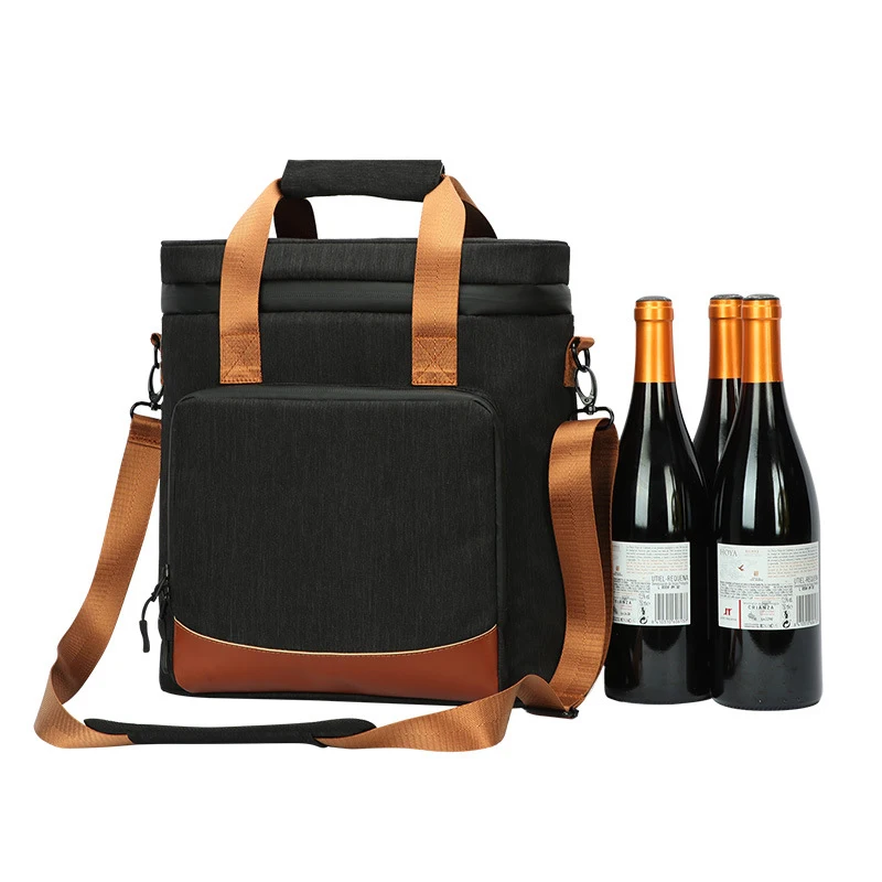 New Arrival Wine Storage cooling bag leakproof picnic cooler bag vintage leather refrigerator bag portable thermal Box