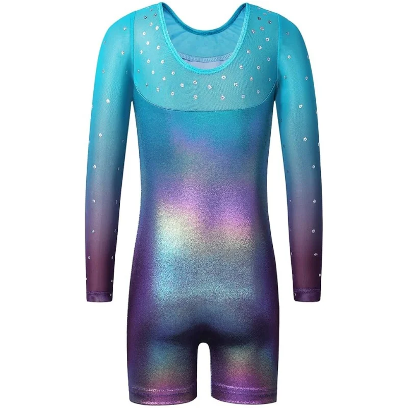 leotards gymnastics girls string nude ballet leotard short sleeve solid colors yarn design rhythmic skirt