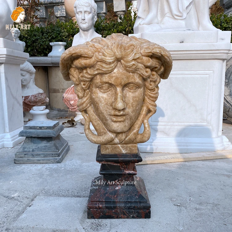 Классический дизайн античная Бежевая мраморная статуя Medusa скульптура камень для школы