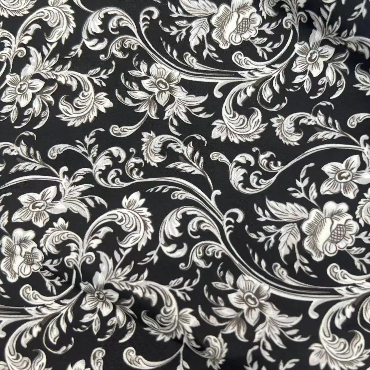 new fashion classic european style black digital print pongee fabric 100%polyester taffeta fabric for coat jacket lining