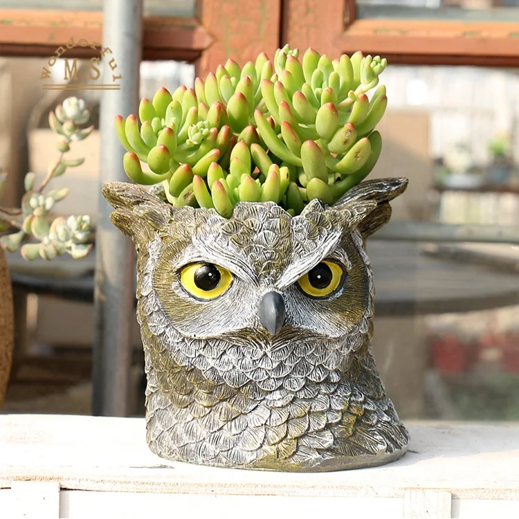 Resin succulent planter pot owl design,plastic indoor plantpot,modern flower pot for artificial flower and green plant