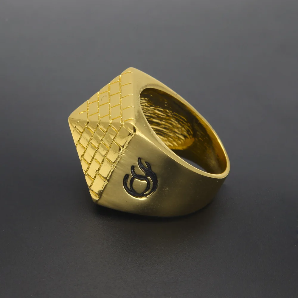 Creative HipHop Stainless Steel Taper Egypt Totem Pyramid Gold Plated Rings for Men