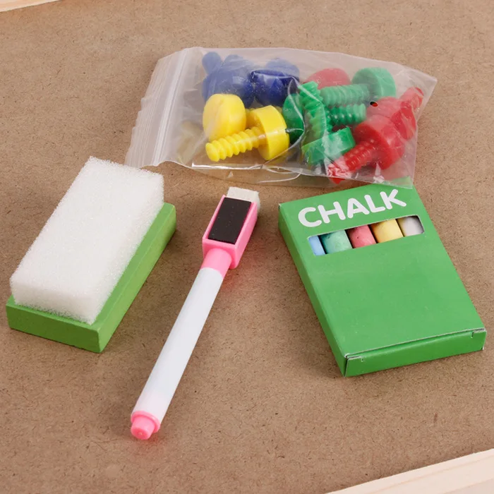 Small Colorful Children Kids Double Side Magnetic Chalk Whiteboard Easel In Wooden Stand