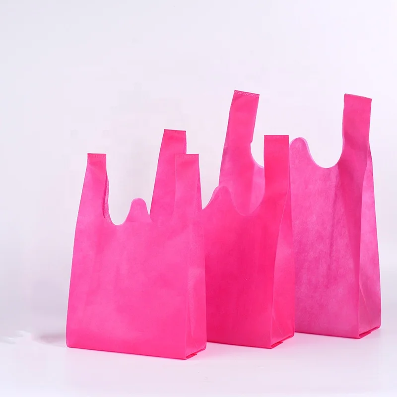 wholesale Cheap reusable non woven retail shopping t-shirt bag eco friendly non woven carrier tote t shirt bags for shopping