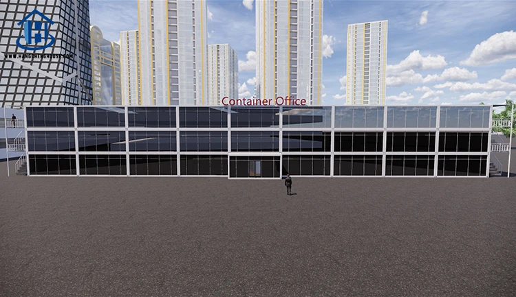 Knockdown Container Modular Office Building with Glass Wall Prefabricated 20 40 Feet Ft Container House Galvanized Steel CN;JIA