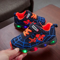 Дешевая оптовая продажа; Поставка с фабрики; Zapatos infant Zapatillas; Детская обувь с подсветкой «Человек-паук»; Детская повседневная обувь