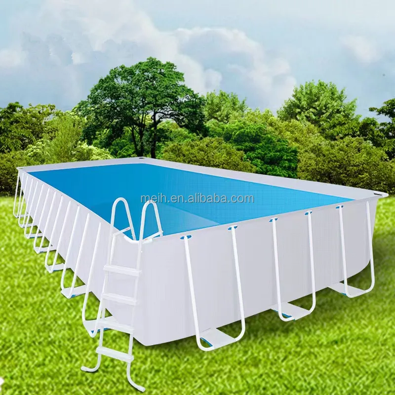 Hot Sale Stock Outdoor Above Ground rectangular Metal Frame Swimming Pool Easy Set-Up include Pump ladder pool cover floor sheet