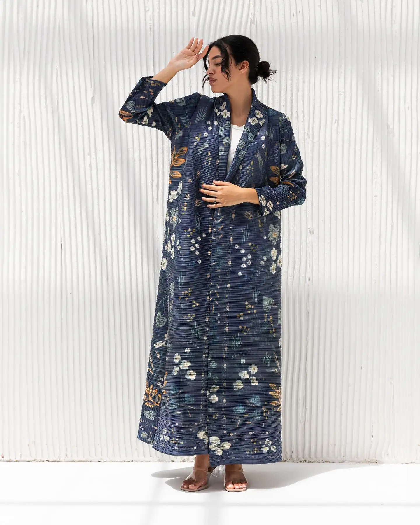 2024 Bohemian High Quality Miyake Abaya Dubai Muslim Pleat Women Dress Turkey Print Plus Size Loose Long Gown  Cardigan Robe