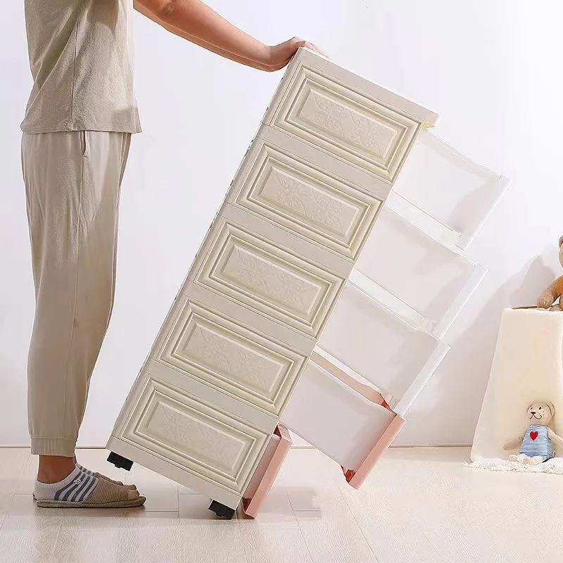 Baby Drawer Storage Cabinet Multi-layer Plastic Cartoon with Lock 5 Layers Shenzhen Living Room Canvas Plastic Wardrobe Modern