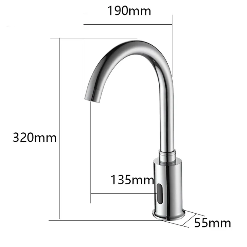Stainless Steel Sensor Faucet Wall Bathroom Tap IR Sensor for Faucet Public Washroom