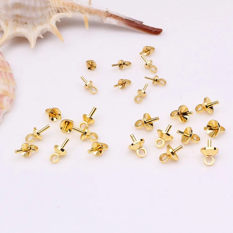 JS1773 Silver 14k Gold Plated Screw Eye Pin Pacifier Pendant Gold Plated Brass Eye Pins Findings Jewelry Making