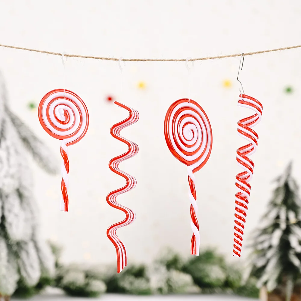 New hot sale lollipop cane colorful candy cane new Christmas decorations color injection acrylic Christmas tree ornaments