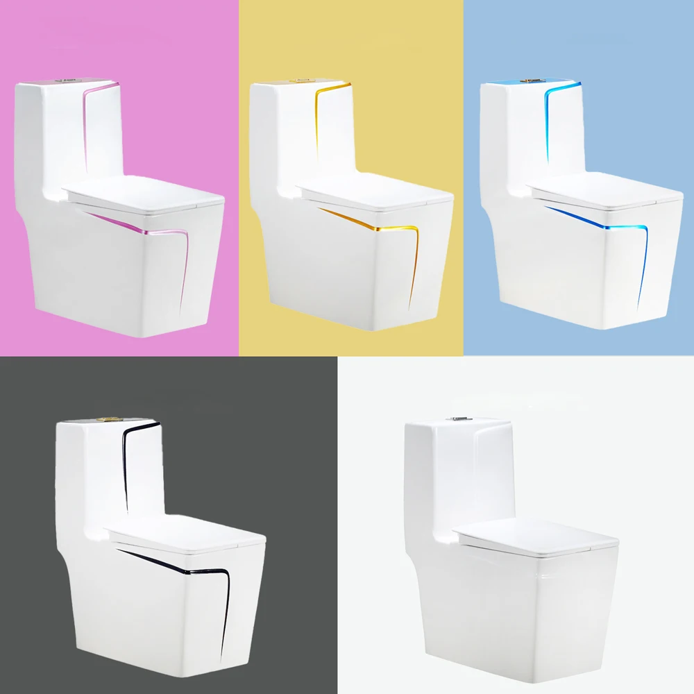 
Chinese Sanitary Ware Bathroom Ceramic Toilets Modern Ceramic Colored Toilet Bowl Square WC Toilets 