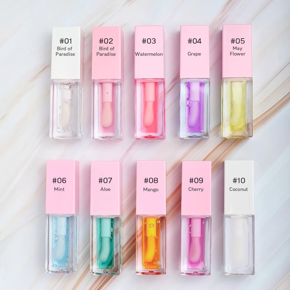 Private Label Strawberry Kids Lip Gloss Clear Pink Liquid Lip Plumper with Mineral Hydrating Ingredients Makeup Oil Form