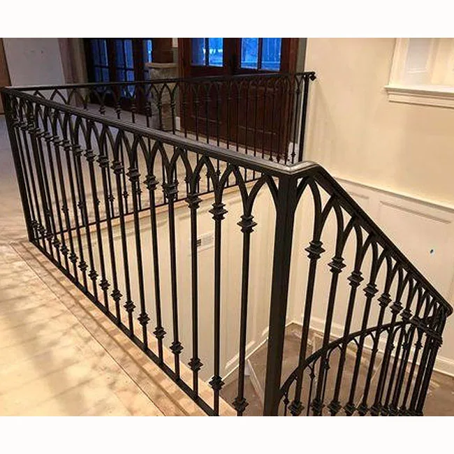 safety stairs banister unique custom made design black cast steel anti rust staircase wrought iron railing for villas