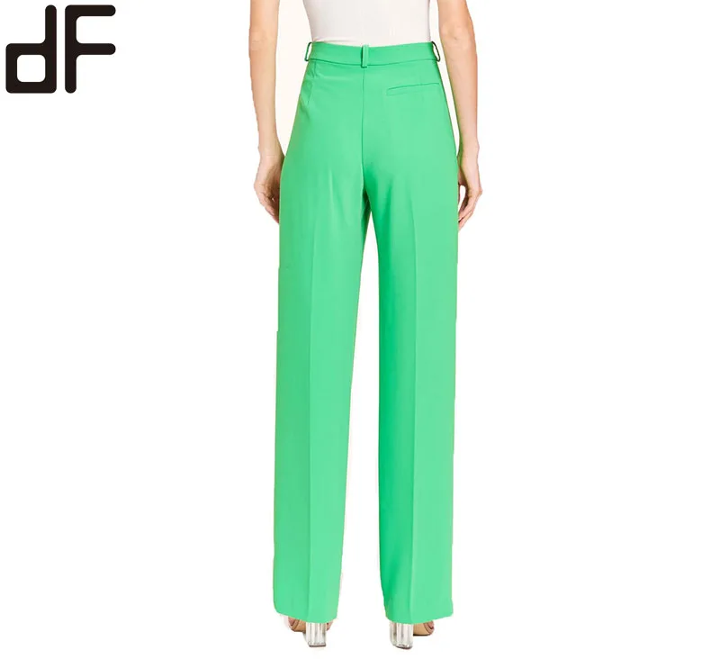 Day Look Fashion  Women New Fashion Long Trousers Plain Color Green Pants For Ladies