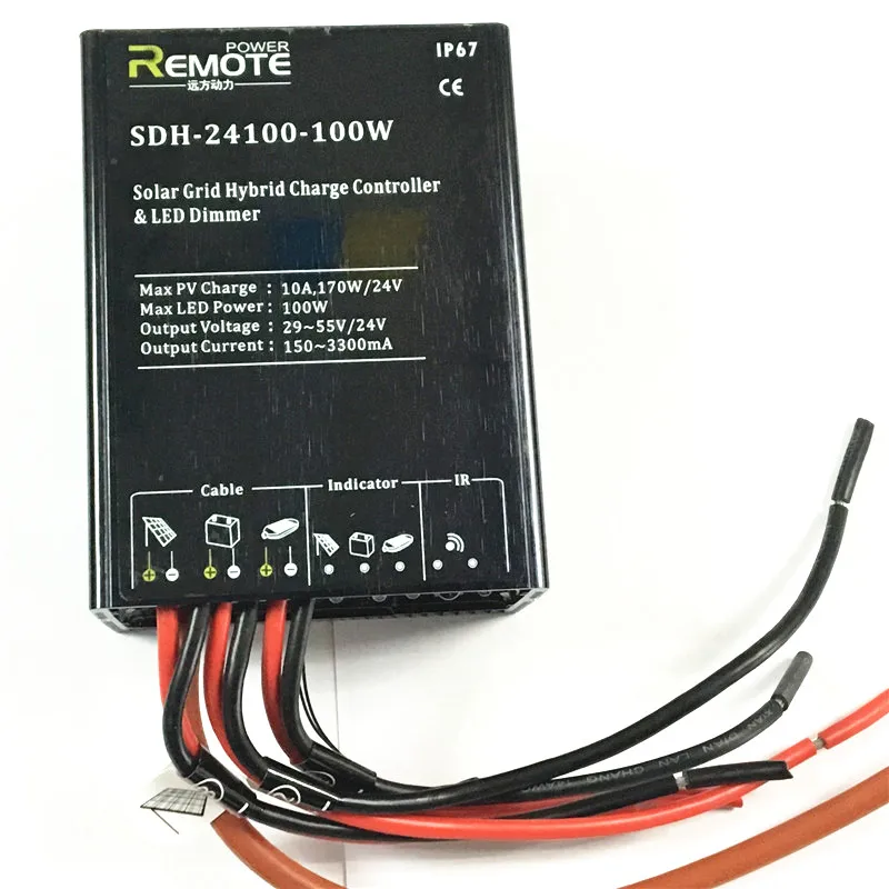 
12V 24V new design hot sale IP67 remote control solar charger controller for LED street light 