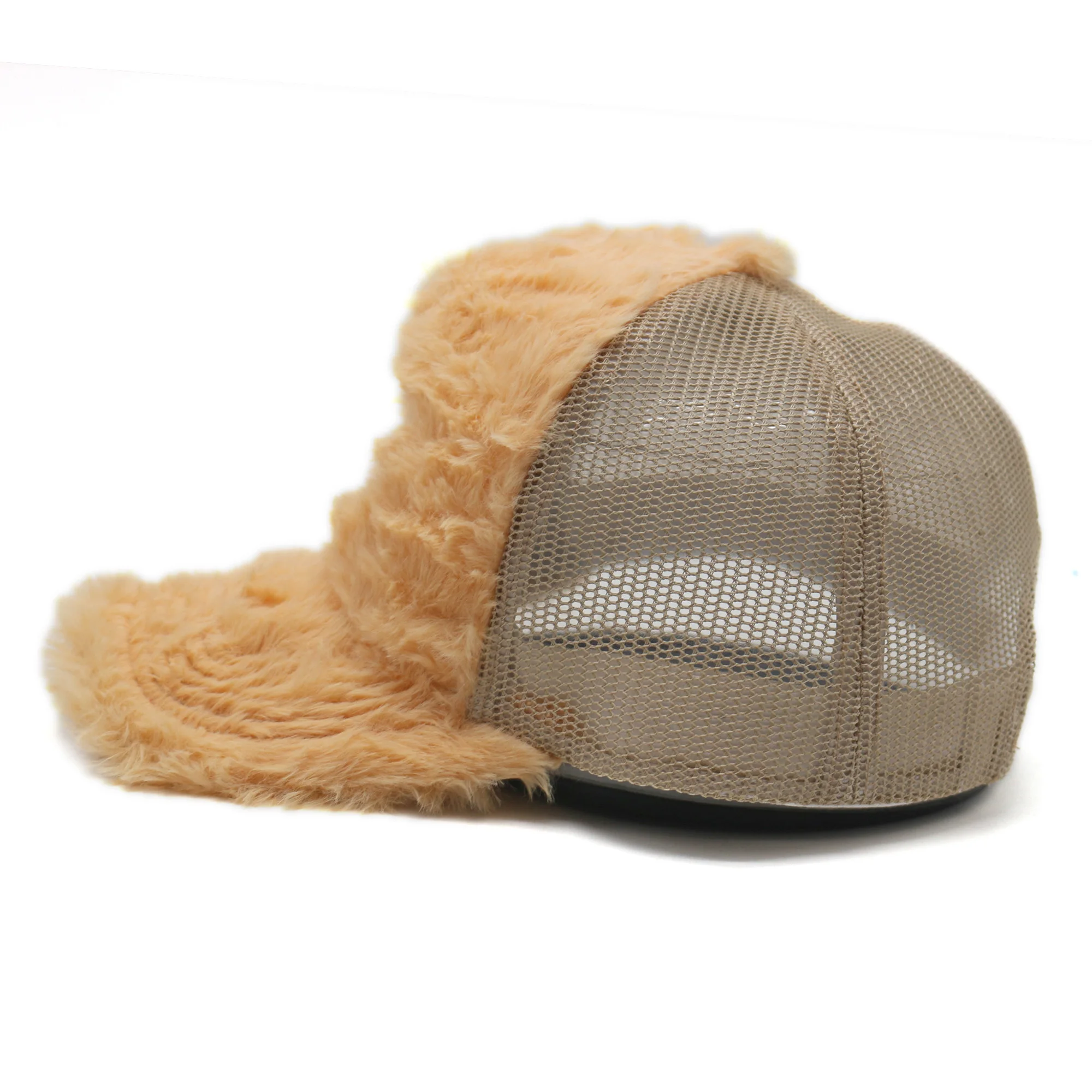 wholesale Furry Rabbit Hair mesh cap trucker hats with custom logo