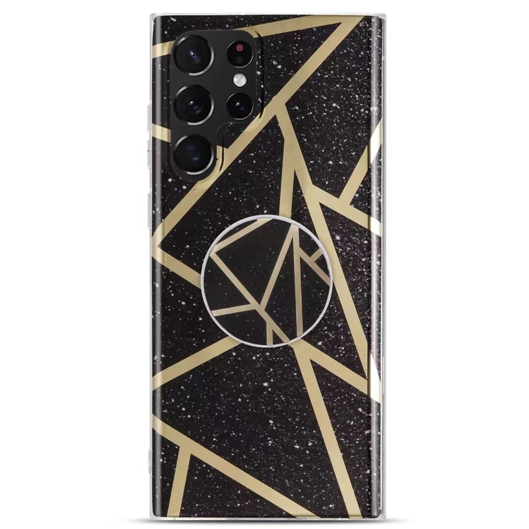 Advanced marble design ring bracket phone case for samsung galaxy  s 22 ultra case