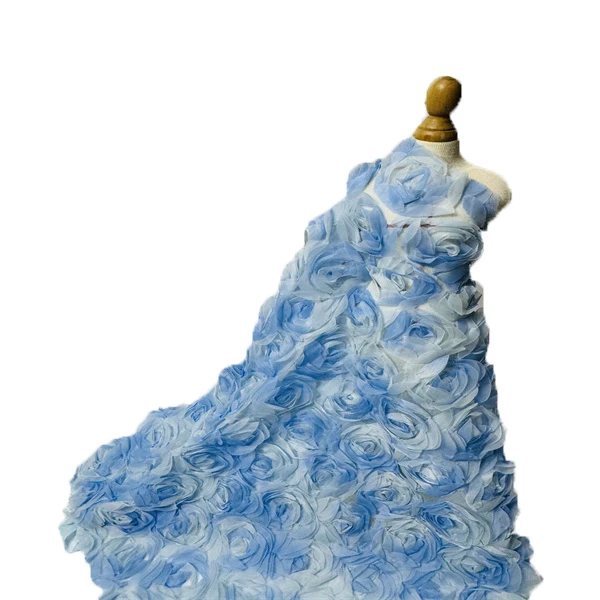 Factory Supply  Customized 100% Polyester 3D Fancy Tape Embroidery Lace Fabric For Dress