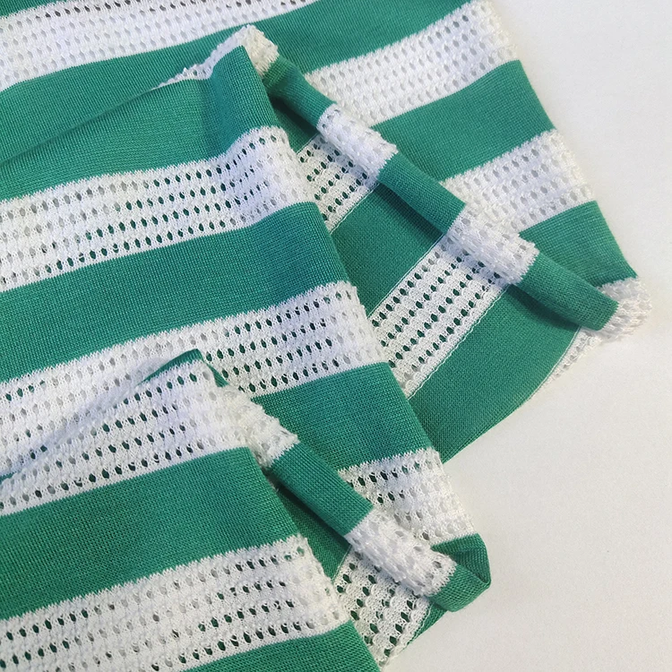 Jacquard mesh fabric yarn dyed 100% rayon knitted fabric for kids garments and kids sports clothes