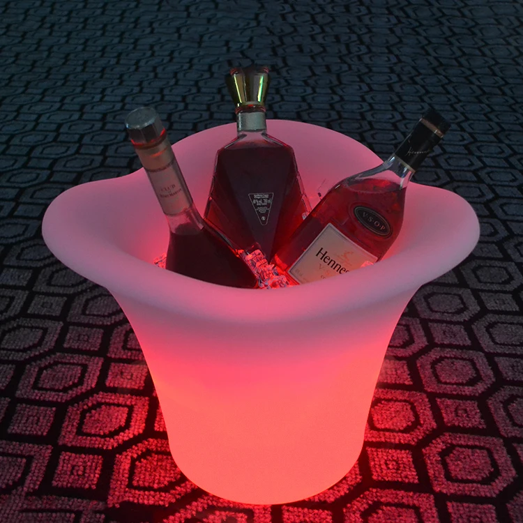 
8L Large Capacity plastic Wine Cooler Waterproof with Colors Changing LED ice bucket for Party,Home,Bar 