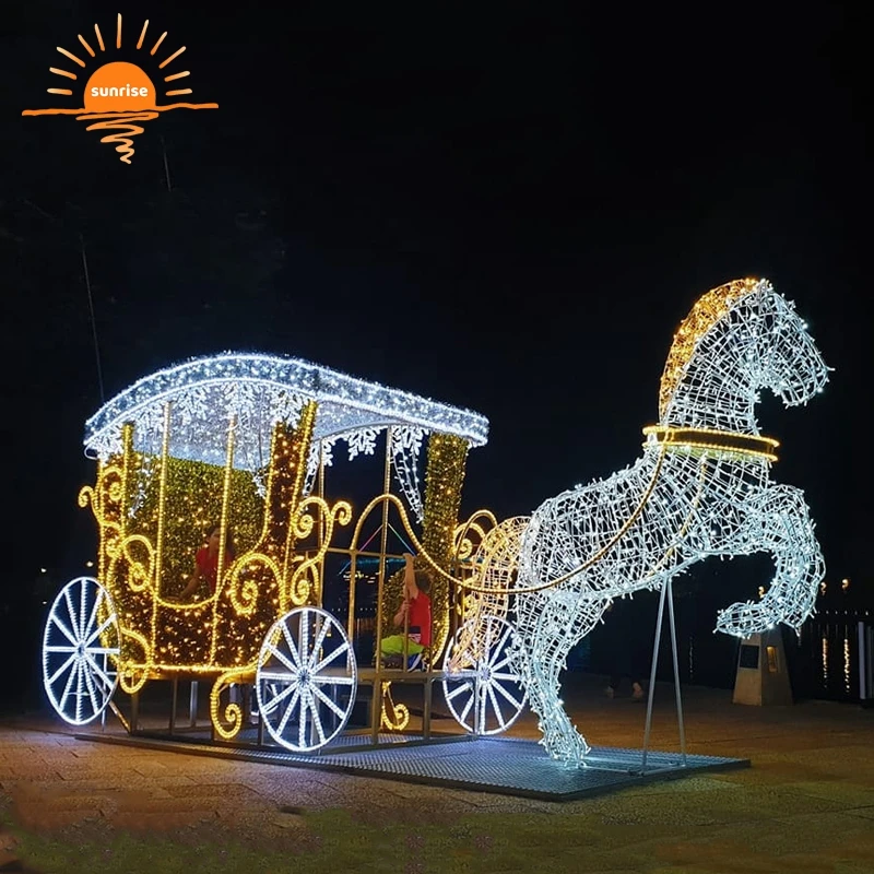 Outdoor lighting 3d sculpture train decoration Christmas shopping mall party large decorations