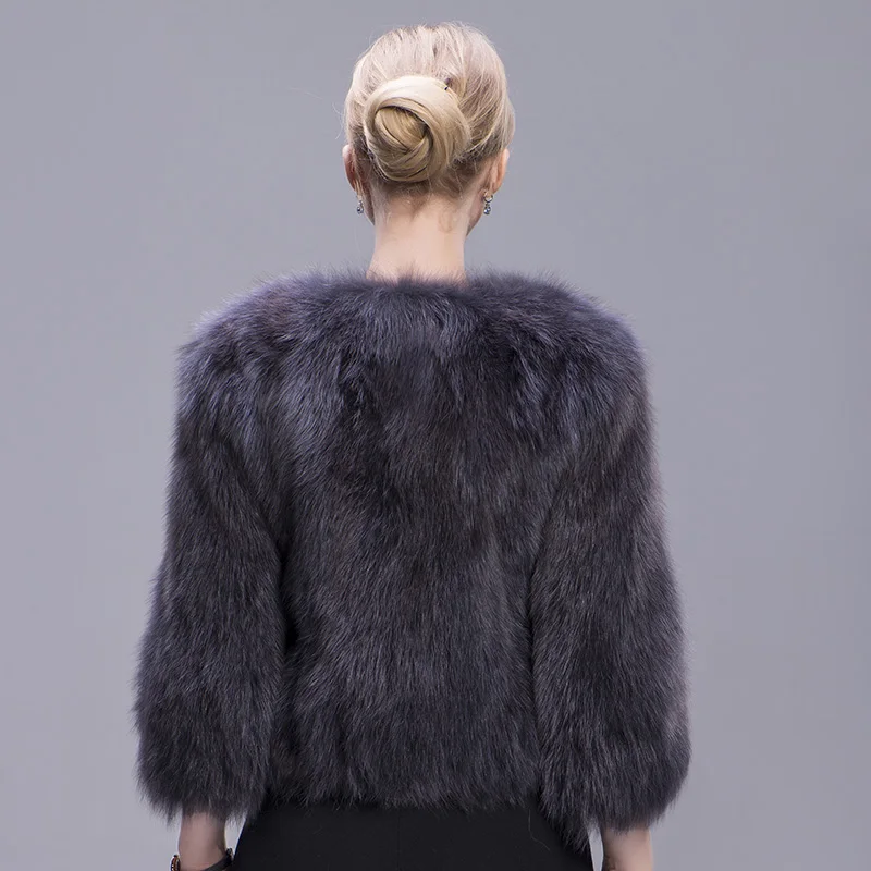 MWFur Fox Fur Coat Short Style Winter Street Fashion Fashion Long Sleeves Fox Fur Jacket Fox Fur Outwear For Fashion Lady