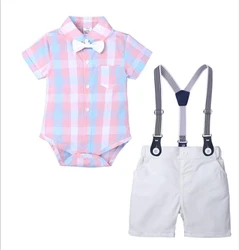 ZHG10 Summer Toddler Boy Clothes Set Casual  Print Shirt Tops+Shorts Fashion Clothing Set