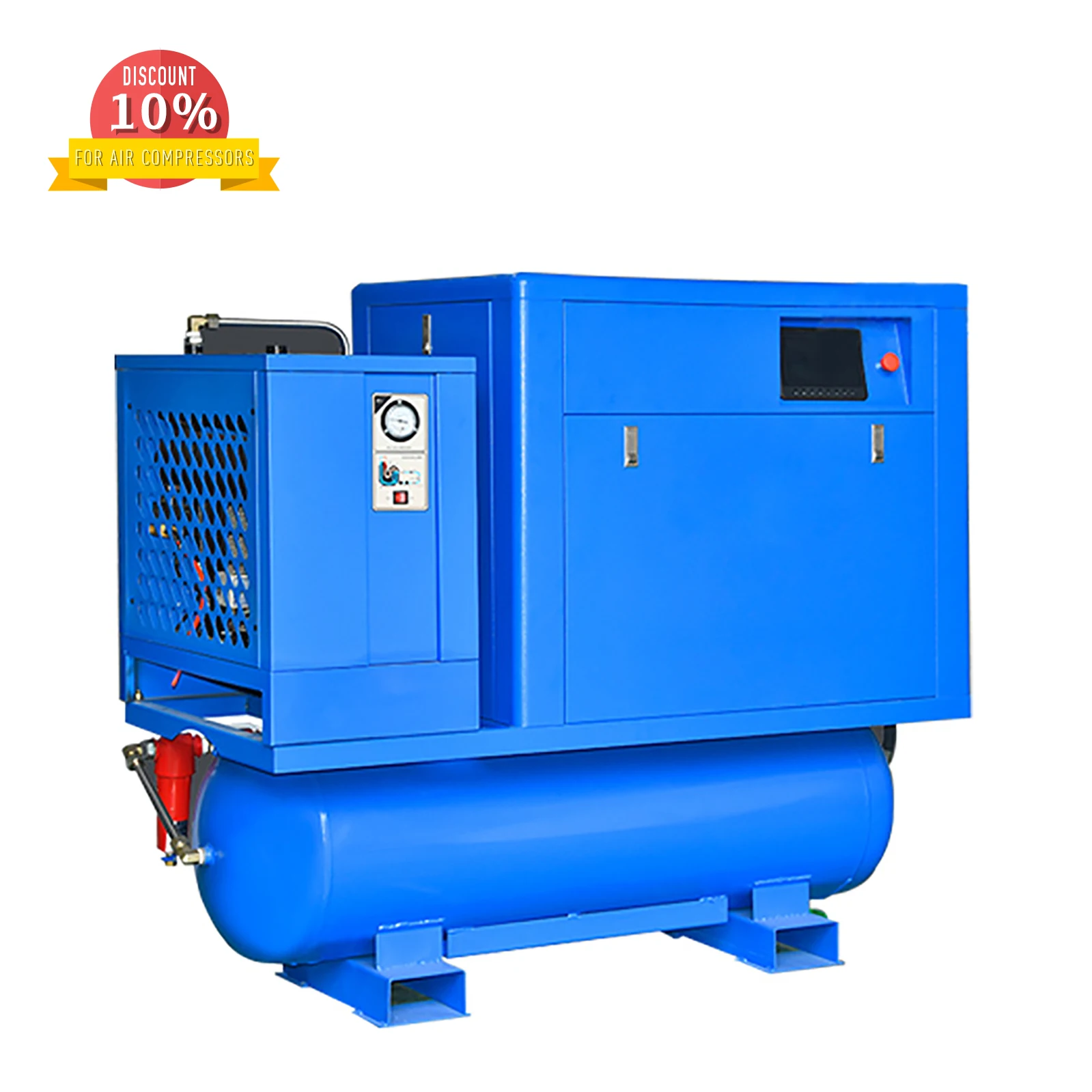 7.5kw 11kw 15kw Industrial Silent Screw Air Compressor, Machine Pump Type Integrated Portable Air Compressor With Tank And Dryer