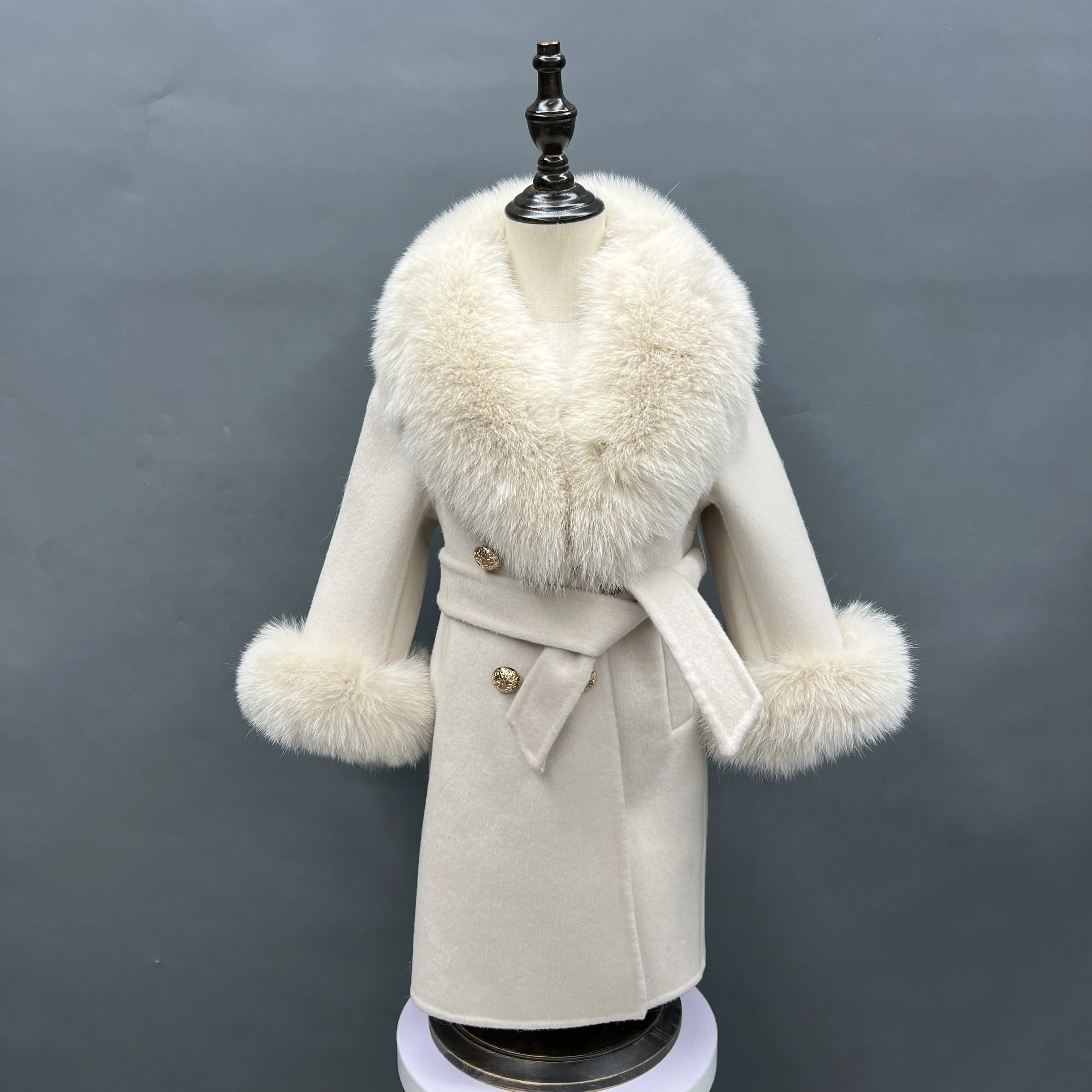 Janefur 2023 New Arrival Autumn Winter Solid Color Korean Loose Wool Girls Jacket Kids Cashmere Wool Coat