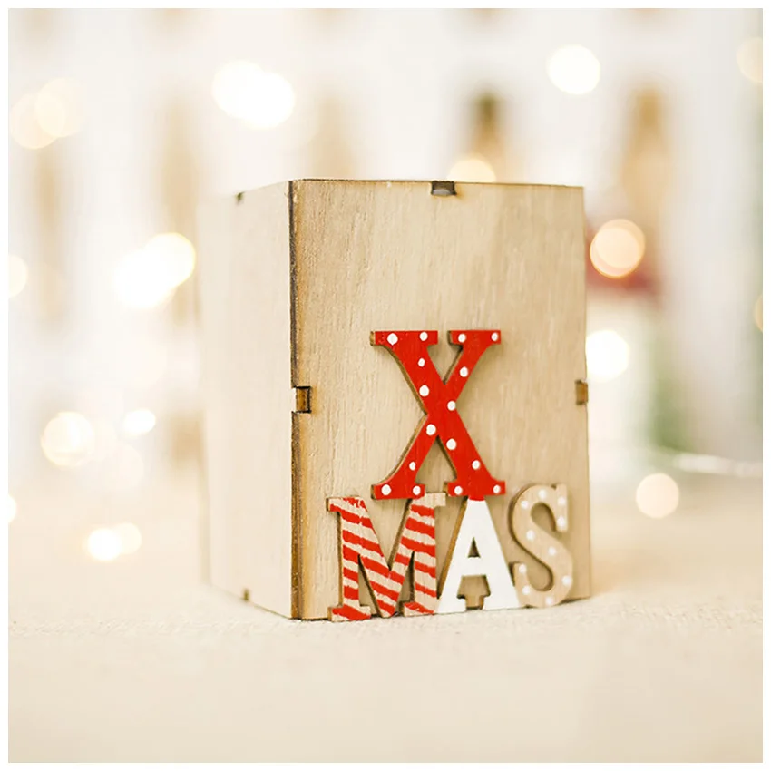 Деревенские рождественские праздничные украшения для дома, квадратный деревянный подсвечник для рождественского чая