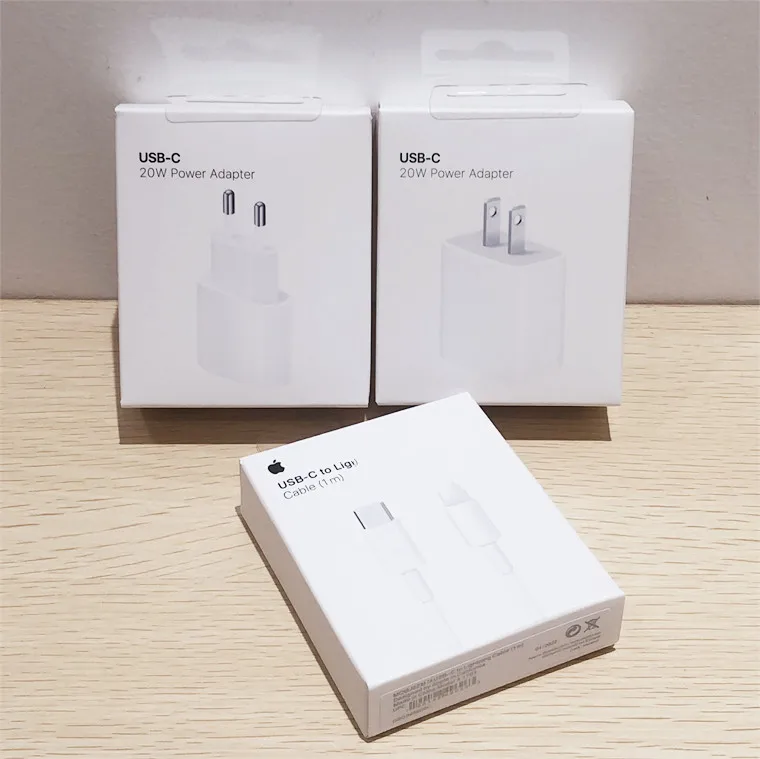 UK EU US Plug 20W PD Travel Adapter QC 3.0 Type C Fast Charger For iphone 14 13 12 11 Pro Max XS XR USB C Fast Charging Cable