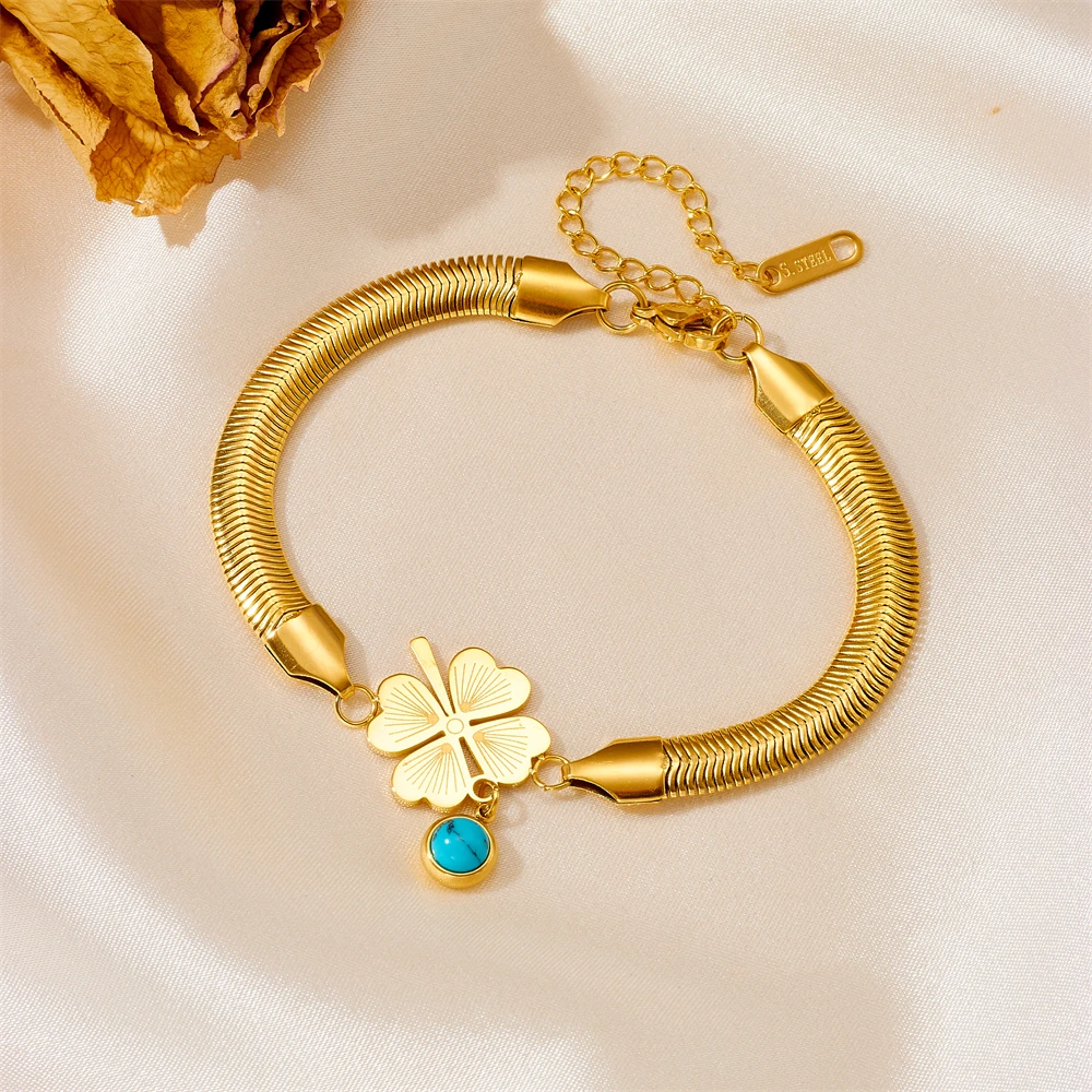 Wholesale 18K Gold Plated Stainless Steel Waterproof Butterfly life Tree heart  Snake Chain Women Jewelry Bracelets Bangles
