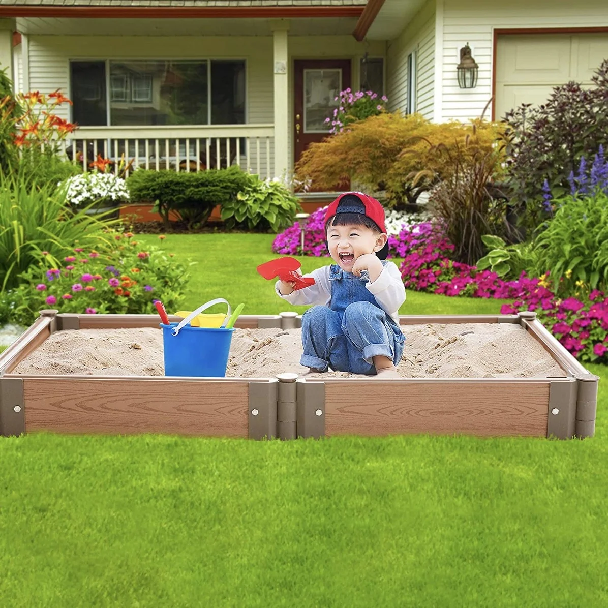 Factory Price Plastic Wood Flower Box Landscape Garden Decoration diy planter for outdoor