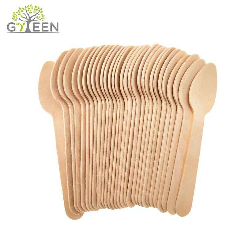 110mm 100% Natural Eco-friendly Hot Sale Biodegradable Mini Tasting Disposable Wooden Spoon