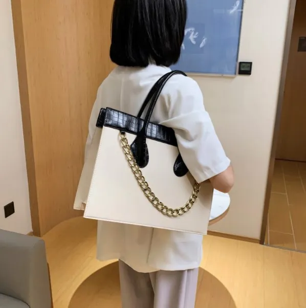 RTS Stock bolsas Women Fashion Handbags Crocodile Hand Bag Chains Large Capacity Structured Bags PU Leather Handbag For Ladies