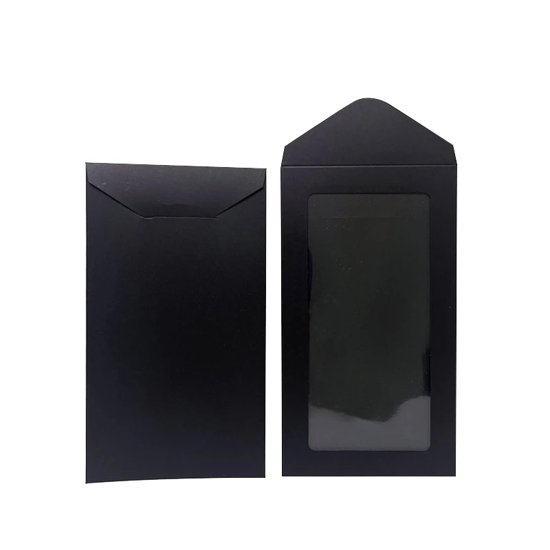 PVC window black envelope Custom Kraft Paper Envelope with Window Invitation VIP Card Packaging Silk napkin napkin accessories