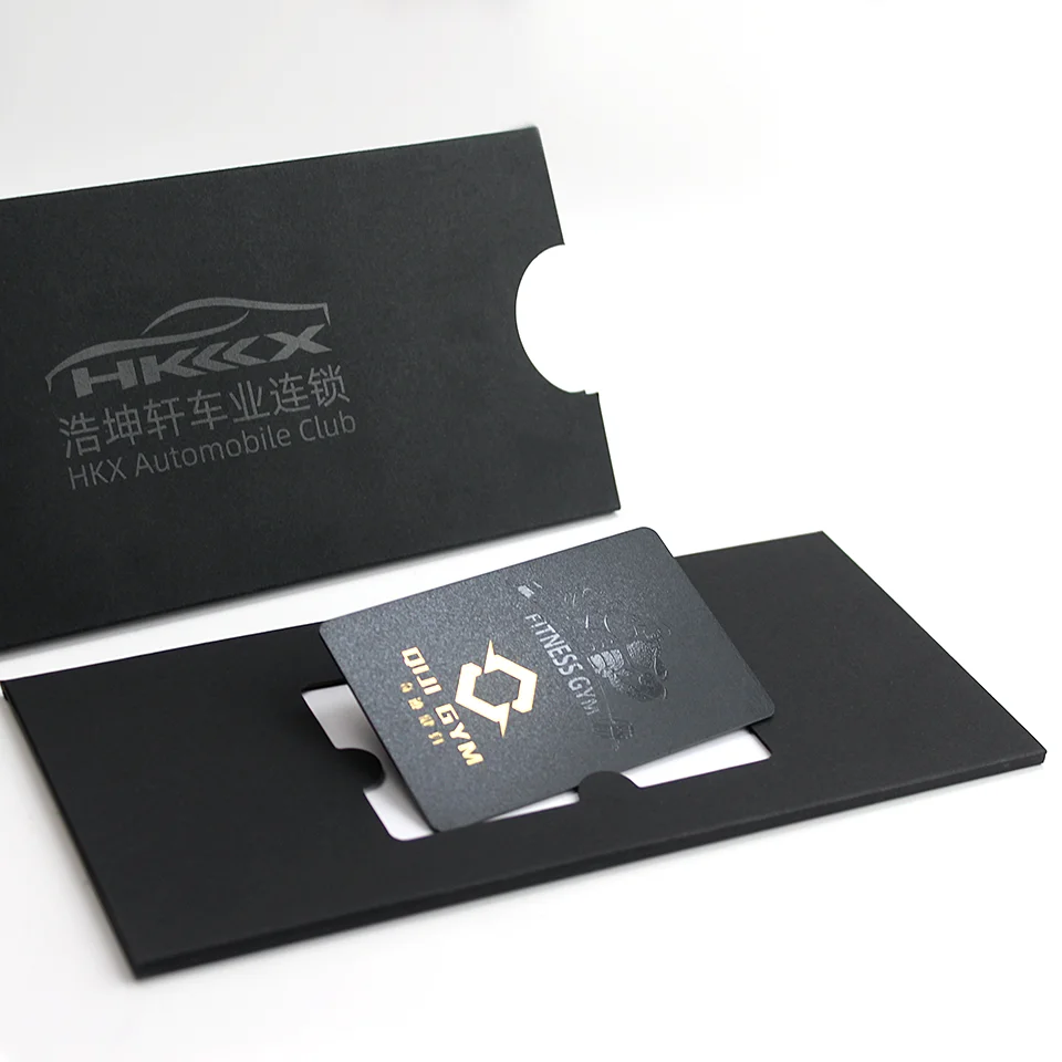 Custom LOGO Slim Credit Card Holder UV Printing Art Paper Pop up Loyalty Card Sleeve Envelope Hotel Key Card Storage