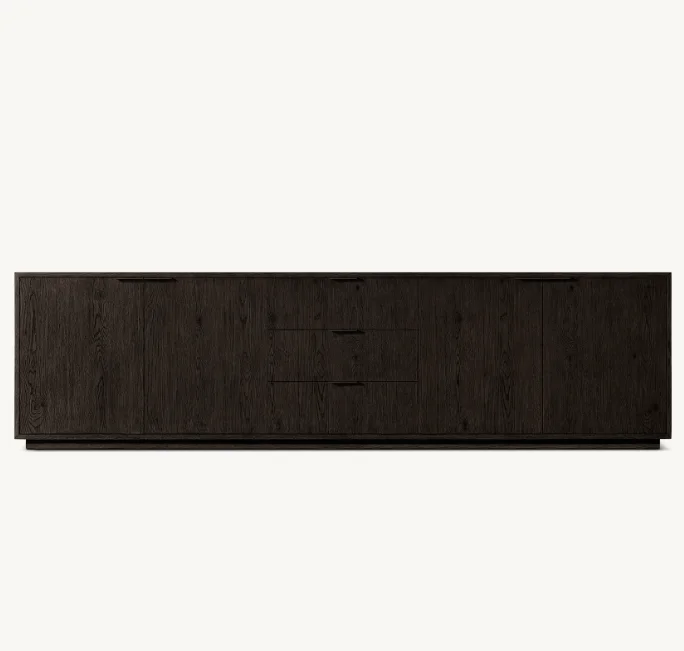 Luxury Living Room Furniture Set TV Stand Oak Solid Wood 4-Door Media Console With Drawers