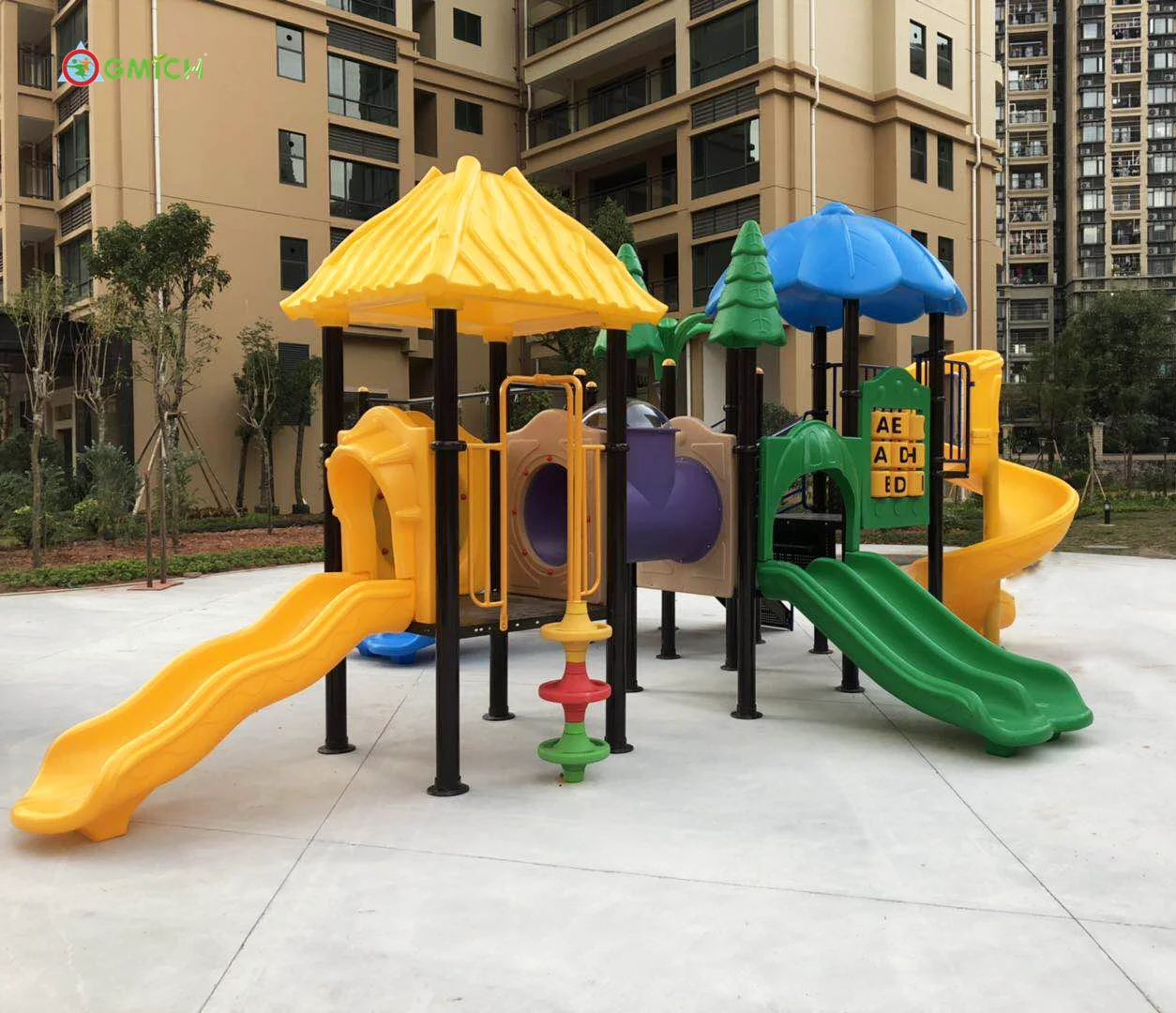 Дешевая пластиковая горка, уличная игровая площадка, детская игровая площадка, игровая площадка 4 в 1, горка, игровая площадка JMQ18158B