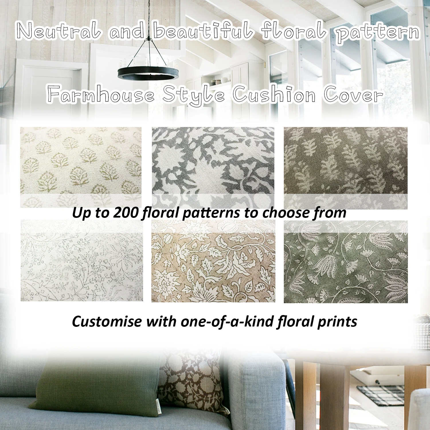 New Design 18x18 20x20 22x22 24x24 Muted Dusty Blue Designer Floral Blue Handblock Pillow Cover Neutral Home Decor