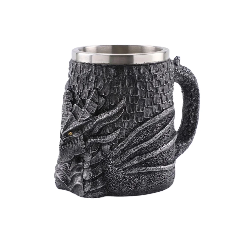Medieval Steampunk Dragon Mug - Renaissance Mechanical Dragons Beer Stein Tankard Stainless Coffee Cup