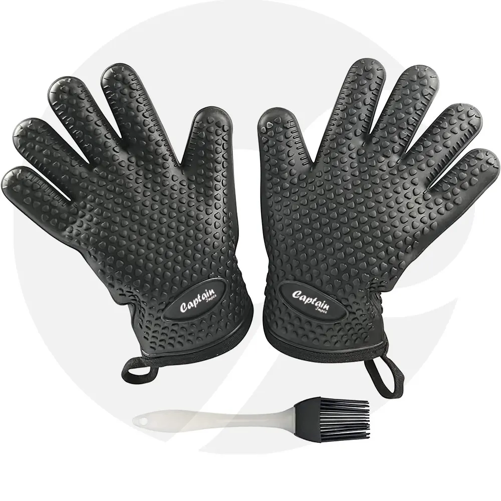 
High Quality Waterproof Non-Slip Silicone Cooking Gloves Grilling Gloves Heat Resistant Gloves BBQ Kitchen Silicone Oven Mitts 