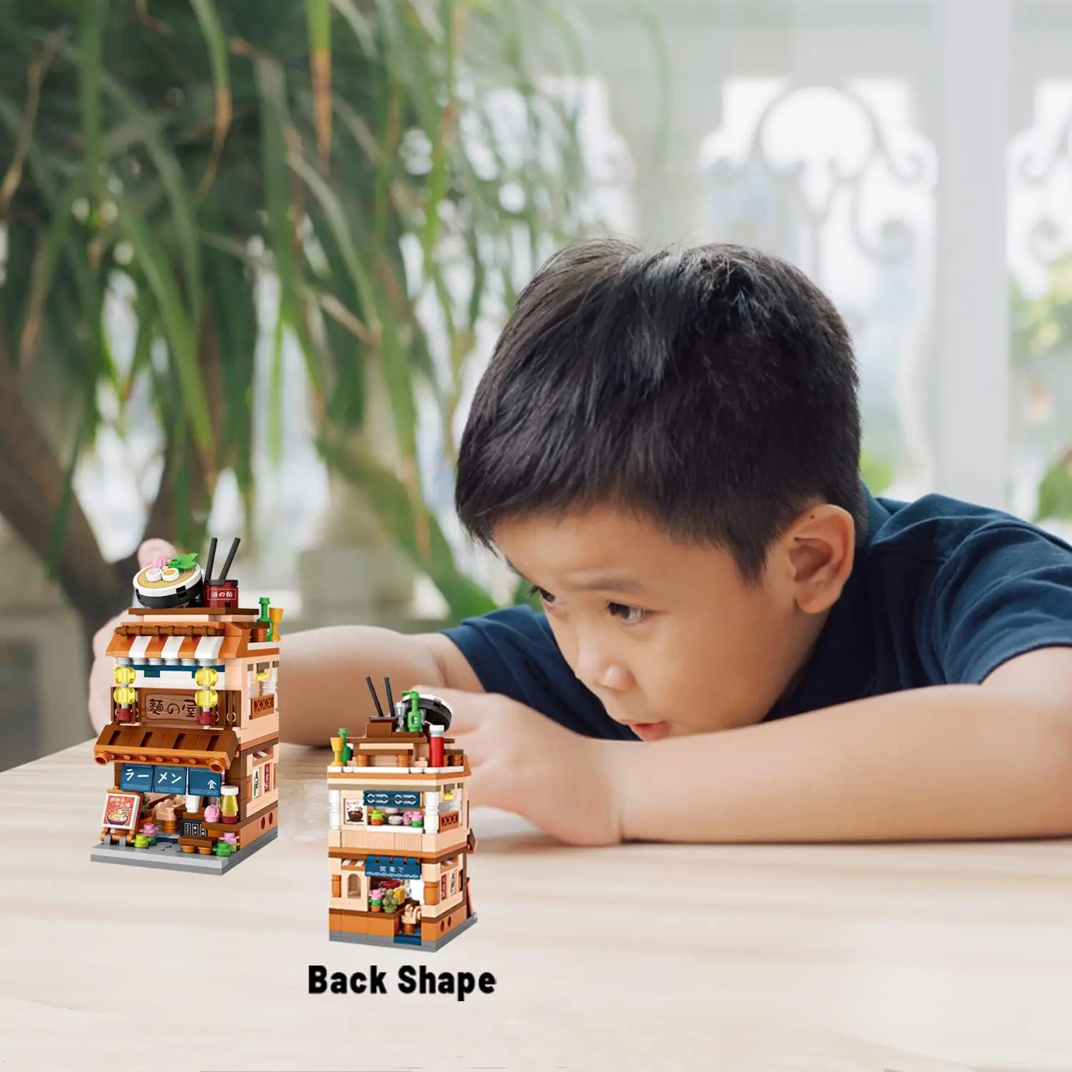 Japanese Mini Store Building Block Kit 412-Piece Plastic Model Toy DIY Ramen House with Street View Game for Kids