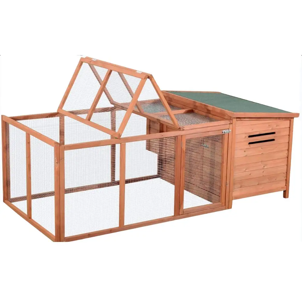 Deluxe Wooden Backyard Chicken Coop with Large Outdoor Run and Nesting Box