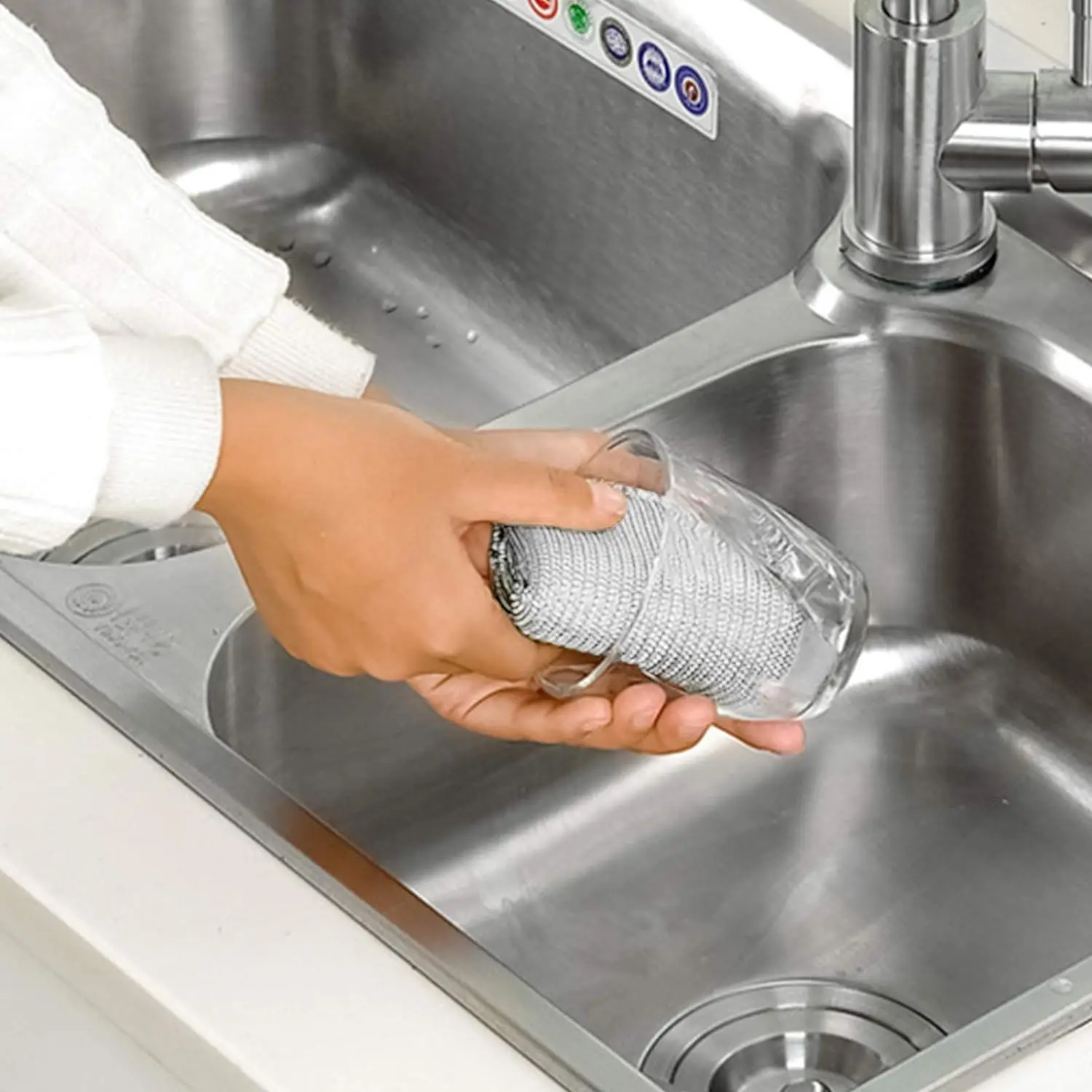 Custom Scrub Sponges Kitchen Dish Washing Dishes Non Scratch Heavy Duty Safe Durable Strong Cleaning Silver Scouring Pads