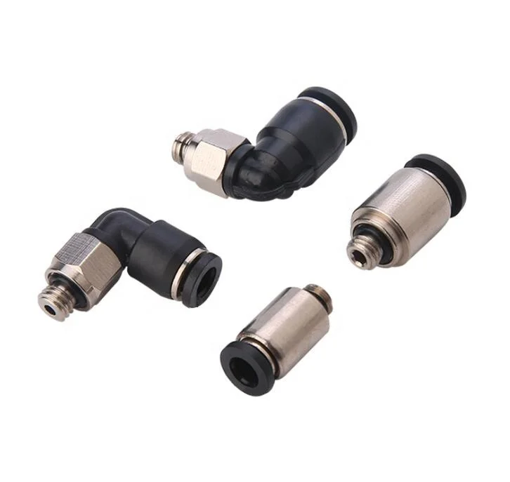 Mini Male Straight Pneumatic tube connector POC-C tube fitting Compact Push In Fitting Male Straight brass nickel plated for air