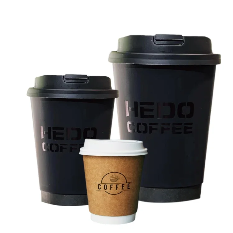 Food Grade Recyclable Disposable Custom Logo Kraft 6oz 8oz 12oz 16oz 20oz 22oz Hot Cafe Coffee Paper Cup with Lid