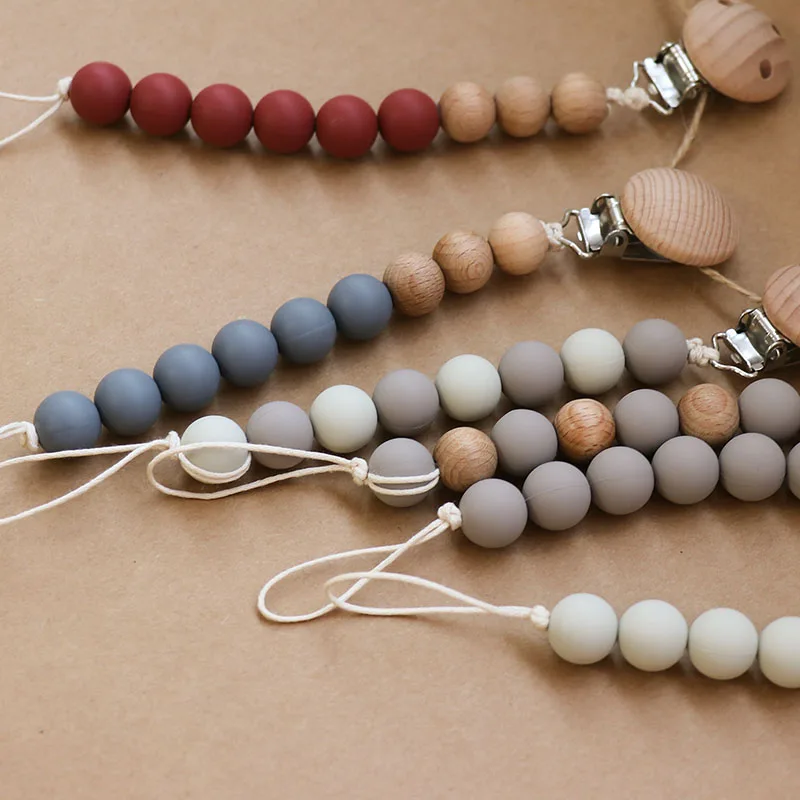 BPA Free Teething Soothing Molar Pacifier Clips Chain Silicone Baby Teether Bead